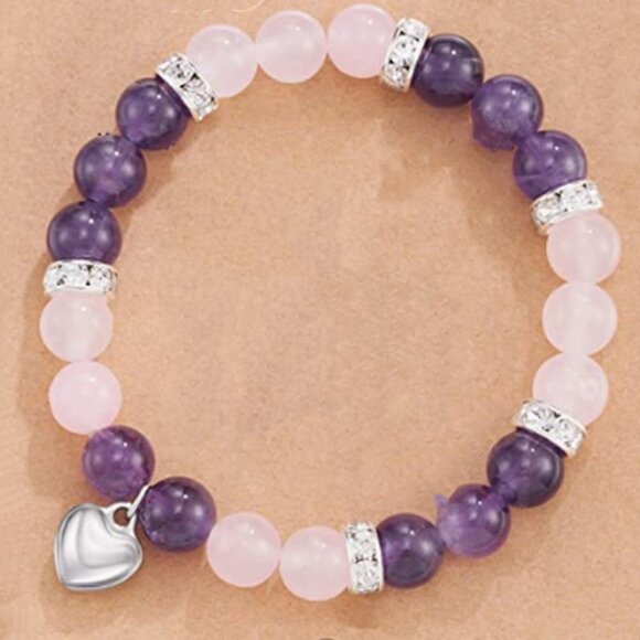 Heart Pendant Beaded Bracelet - Picture 1 of 2